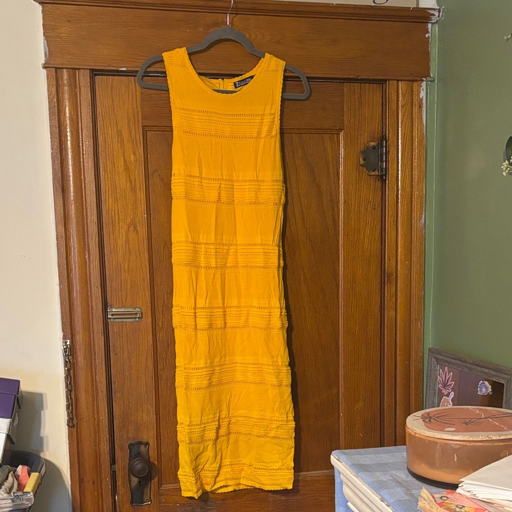 New York & Company Mustard Midi Dress
